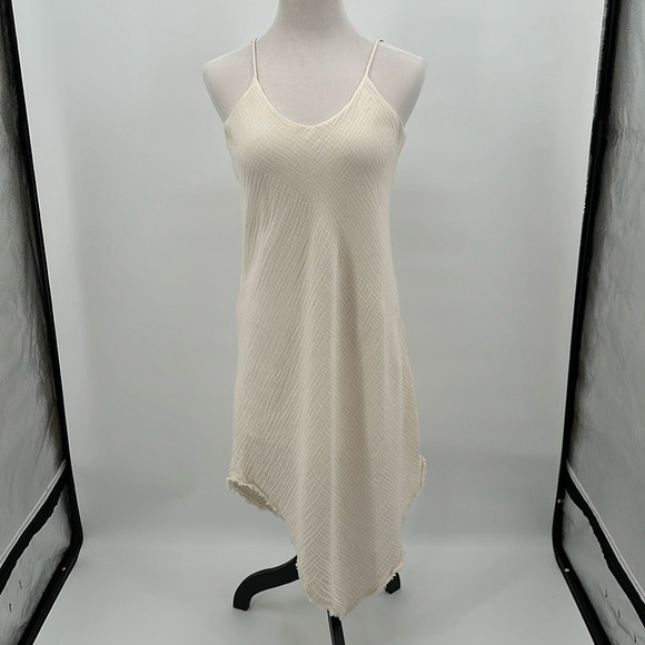 Anthropologie Drew Off-White Gauze Dress Asymmetrical Front Size Medium - Picture 1 of 10